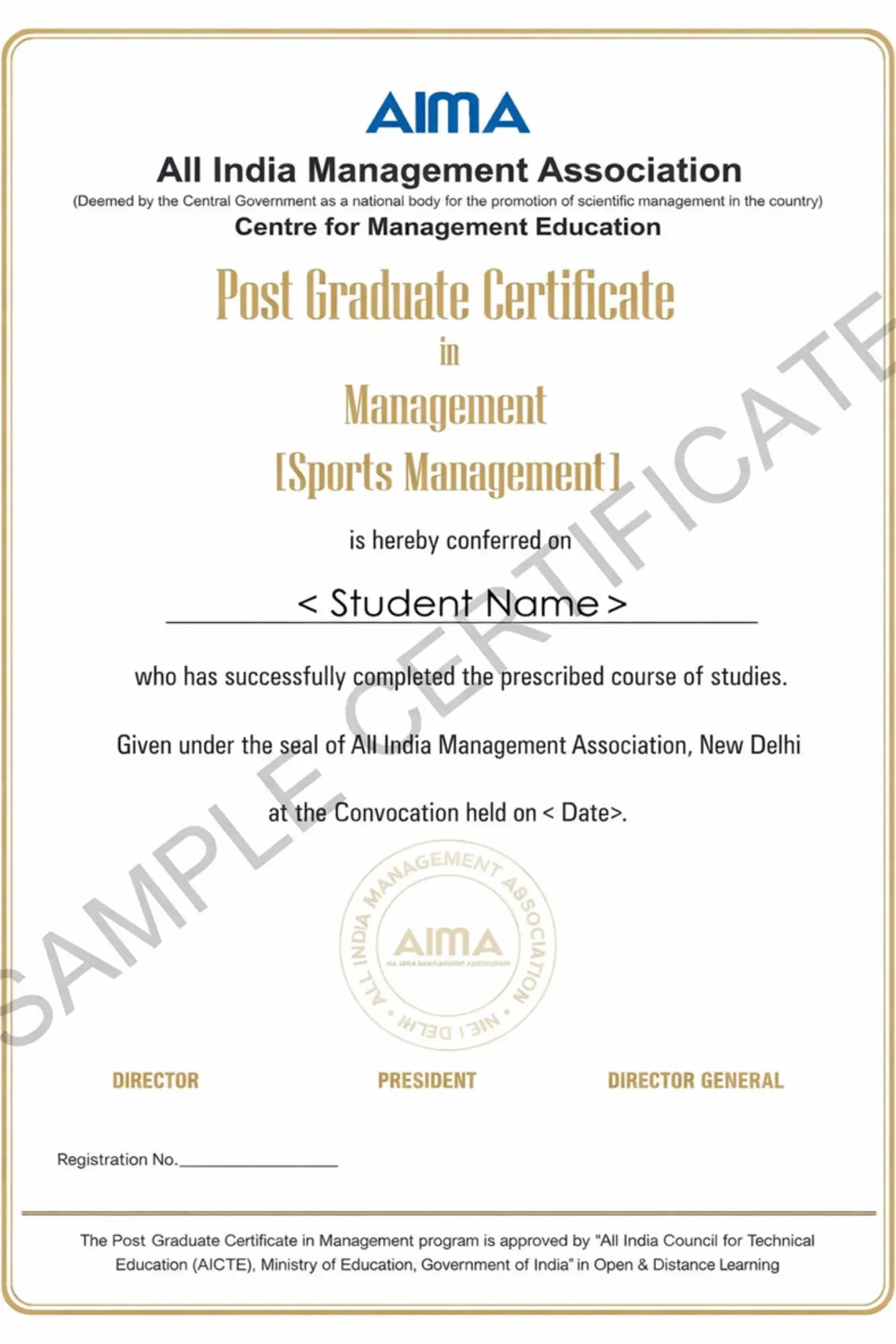 AIMA Certificate